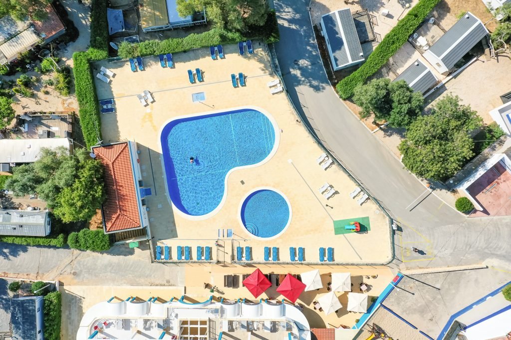Aerial view of Camping Alvor pitches and grounds